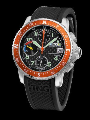 TNG Baltic Cup 36er Chronograph Watch - Carbon Dial / Orange Bezel