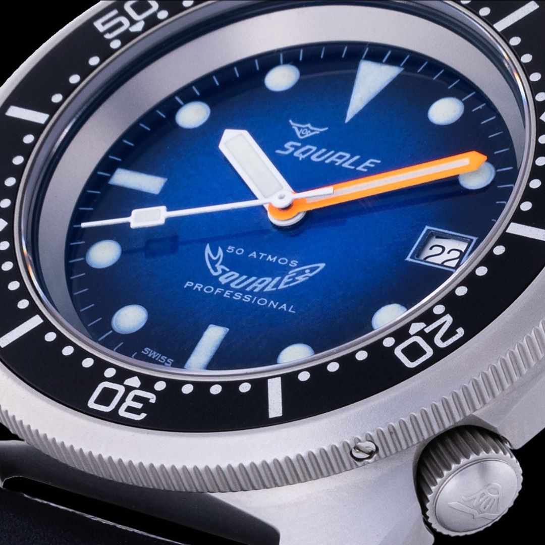 Squale 50 atmos 1521 Dive Watch - Blue Soleil Blasted