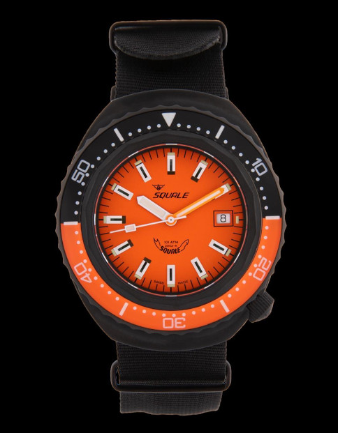 Squale 101 atmos 2002 Professional Dive Watch - Orange/Black Orange PVD