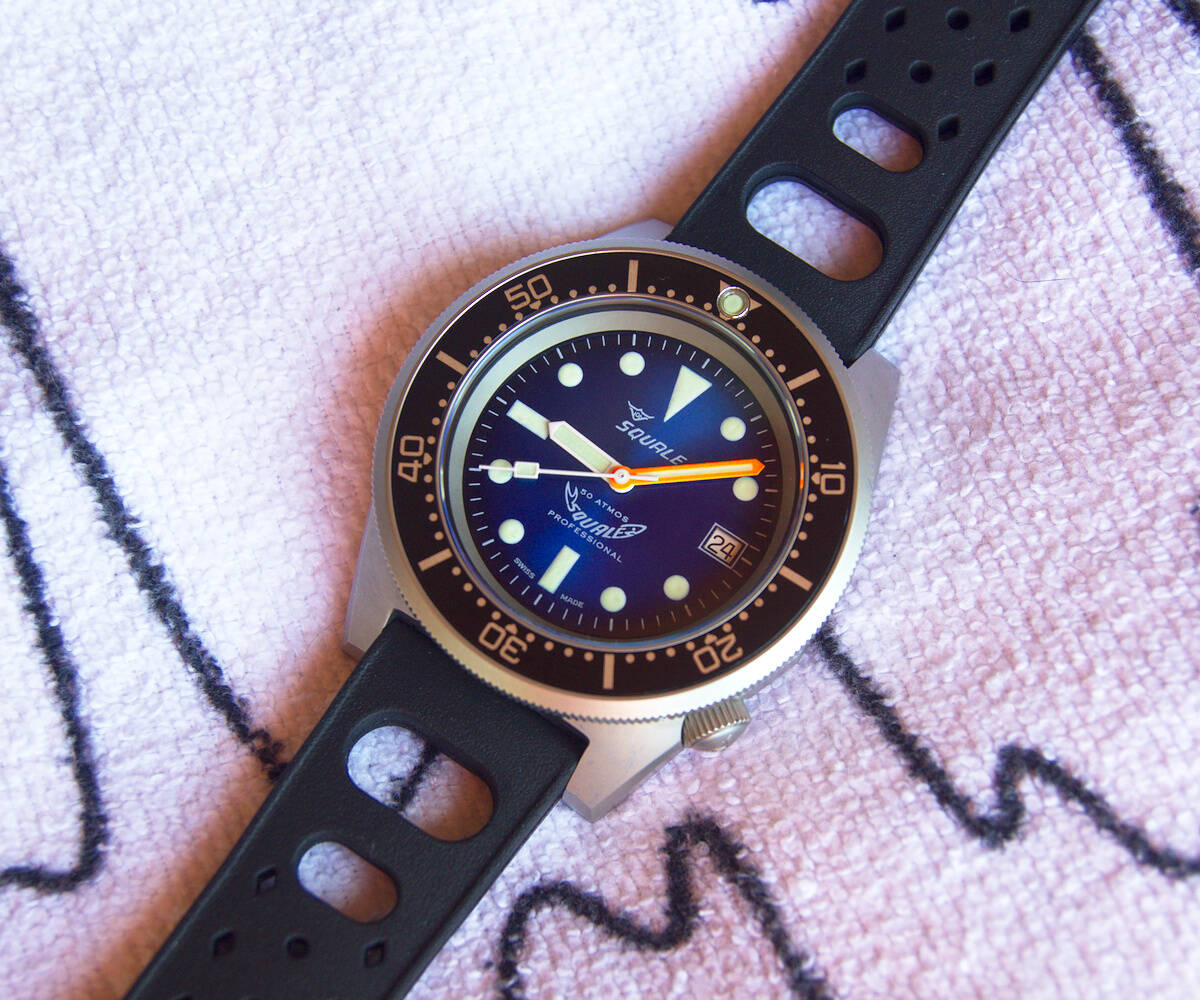 Squale 50 atmos 1521 Dive Watch - Blue Soleil Blasted