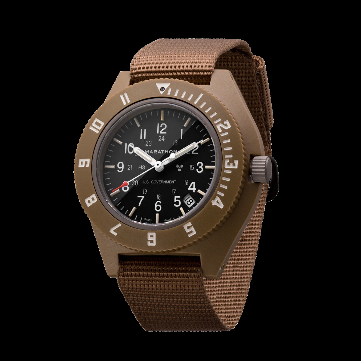 Marathon Pilot Navigator Watch with Date - Desert Tan & US Government Markings