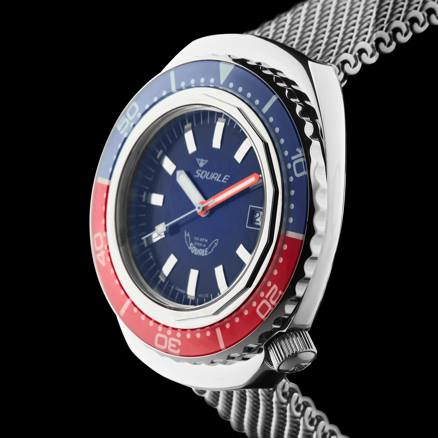 Squale 101 atmos 2002 Blue / Red Polished Dive Watch
