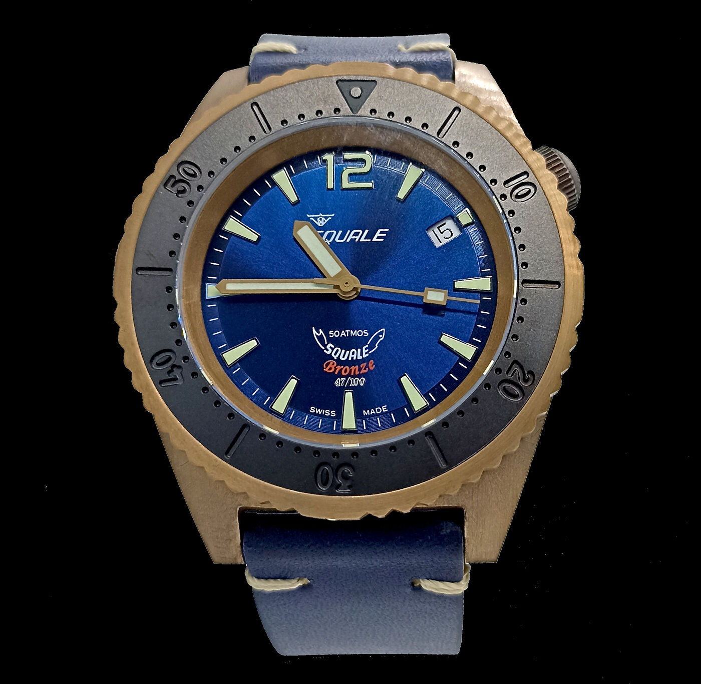 Squale 50 atmos 1521 Bronze Blue Dive Watch