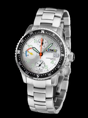 TNG Baltic Cup 36er Chronograph Watch - Silver Dial / Black Bezel