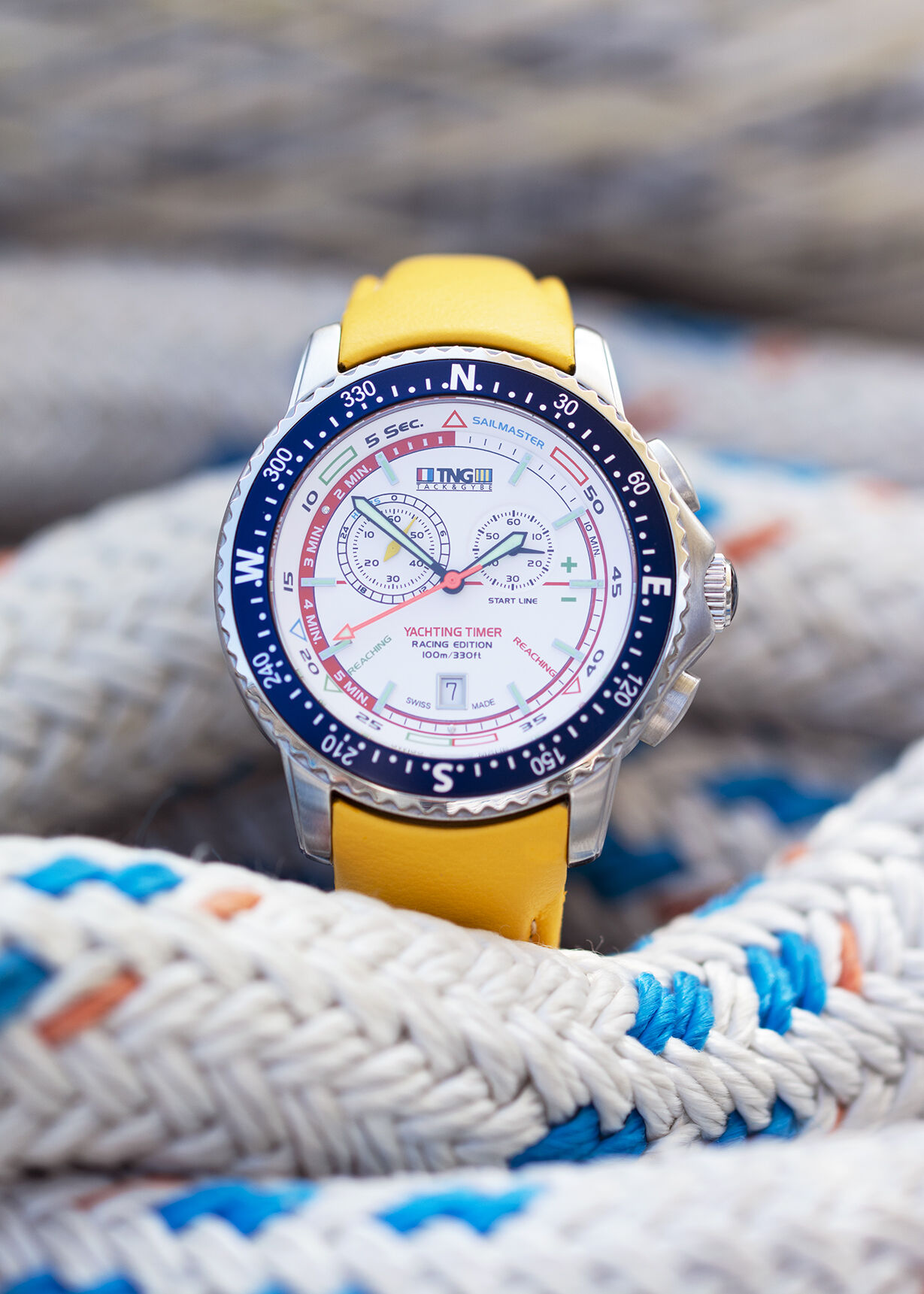 TNG Sailmaster Yachting Watch -  White Dial / Navy Blue Bezel