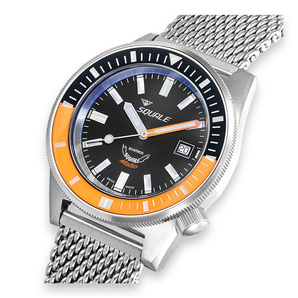 Squale 60 atmos Squalematic Dive Watch - Orange/Black