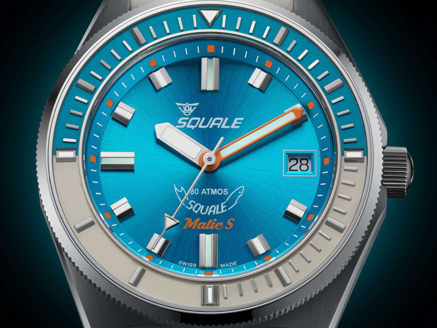 Squale Matic S Light Blue Dive Watch - Leather