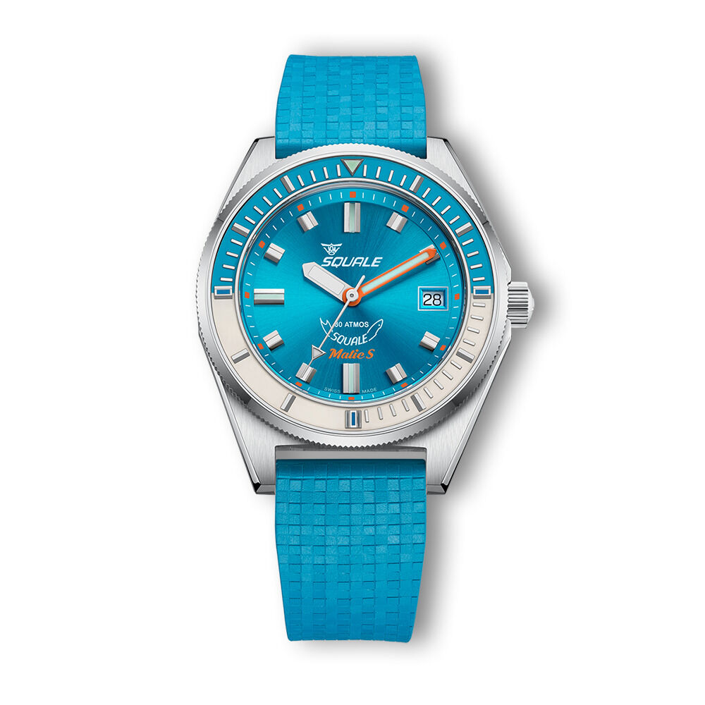 Squale Matic S Light Blue Dive Watch - Rubber