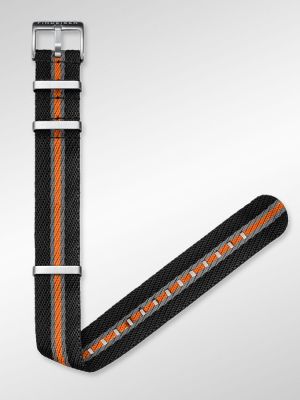 Findeisen Nylon Strap - 1-Piece Black-Orange - 20mm