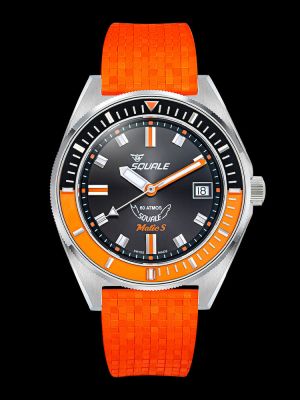 Squale Matic S Orange Dive Watch - Rubber