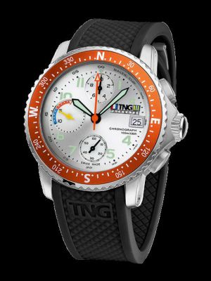 TNG Baltic Cup 36er Chronograph Watch - Silver Dial / Orange Bezel